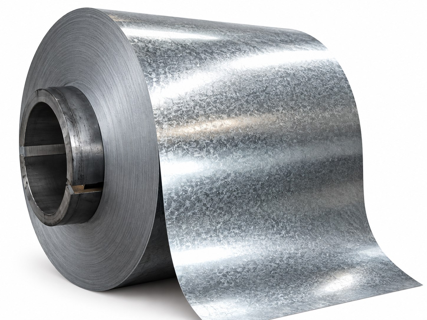 Galvanized steel coil with a spangled surface